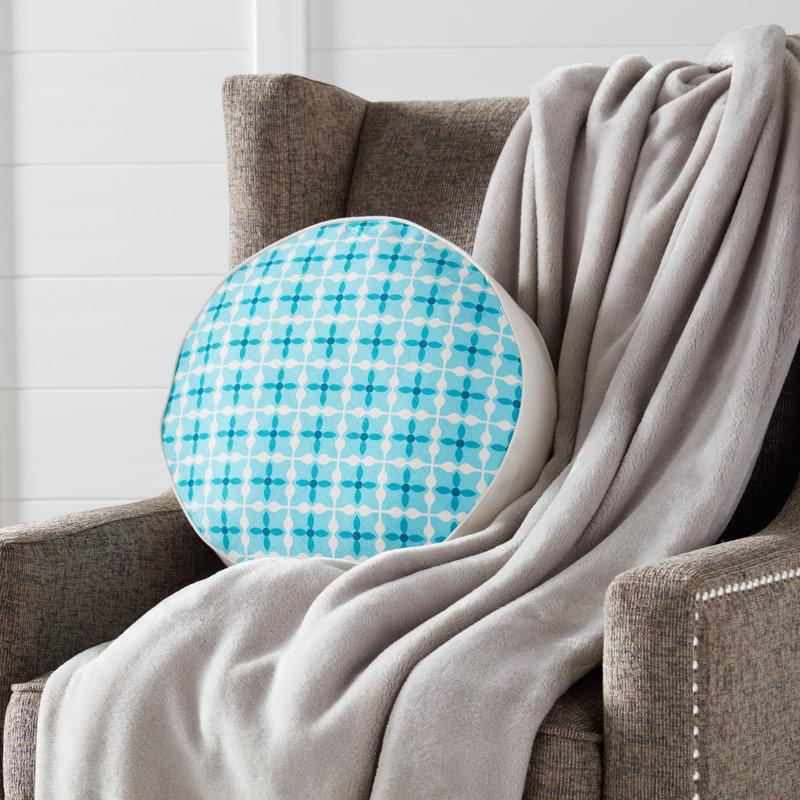  Coussin en coton Quatrefoil, Turquoise