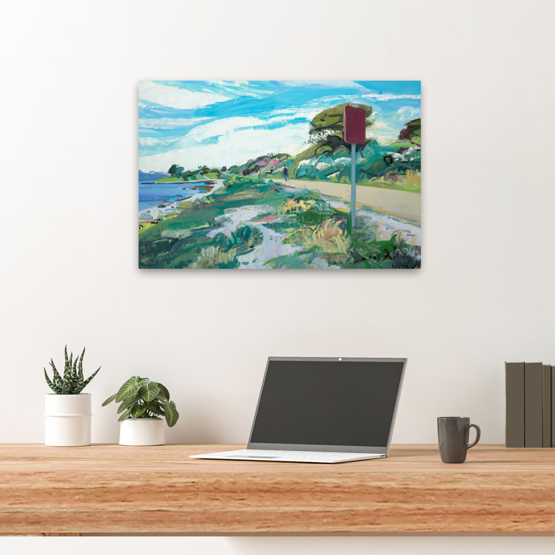 Promenade de l'ampoule au printemps - paysages bleu sarcelle bleu et art turquoise, H 24 po x l 16 po