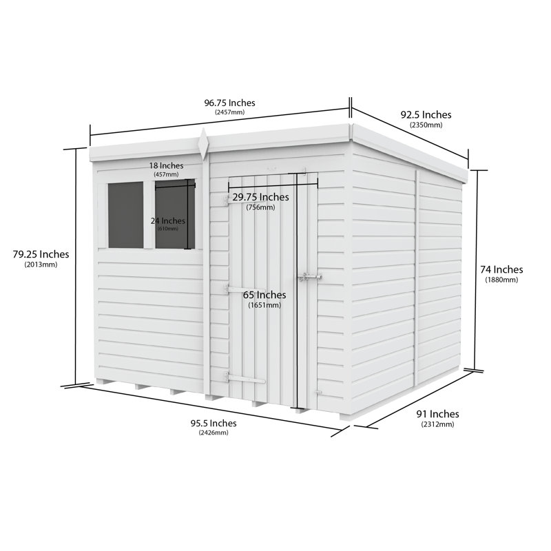 8x8 Pent Composite Shed