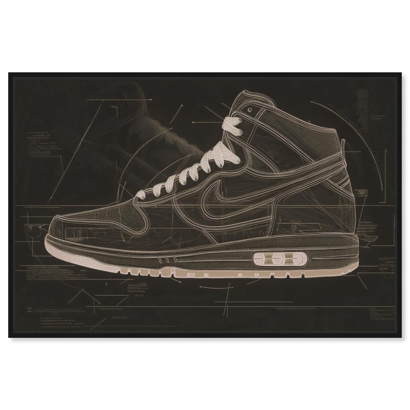 "Blueprint Sneaker", impression sur toile par Notoriart, H 36 po x l 24 po, Structure noire