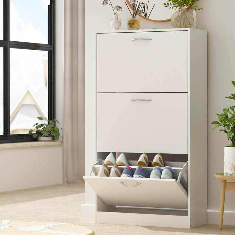 18 pairs shoe storage cabinet, White
