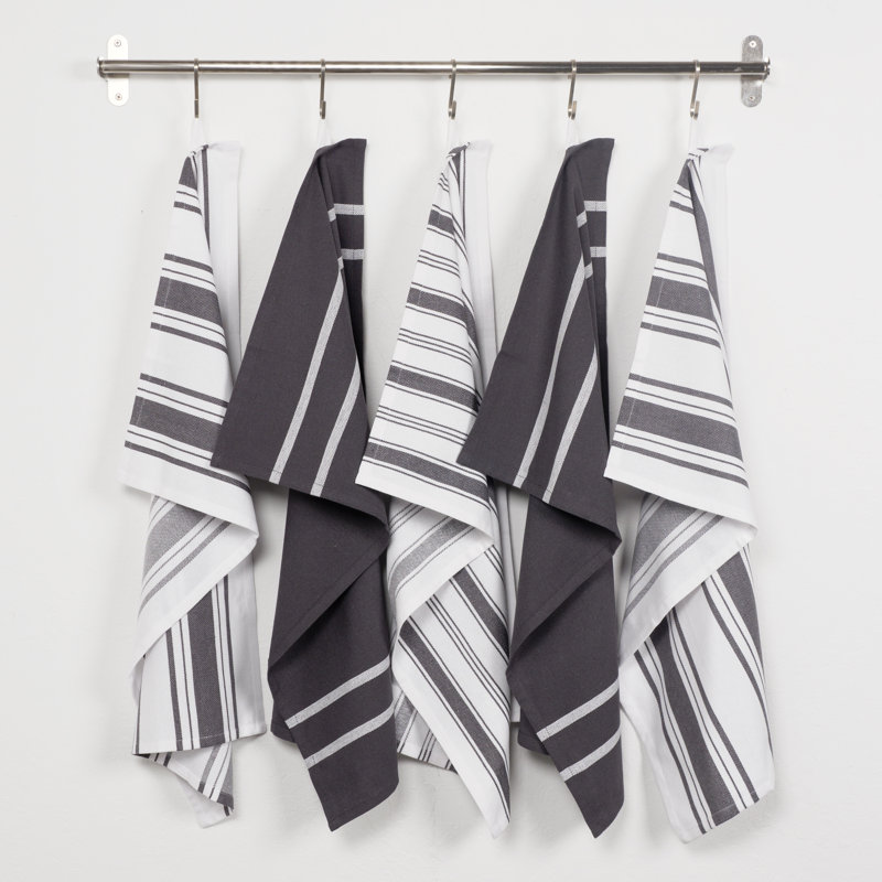 18" W Recycled Cotton Kitchen Towels, Steele Grey