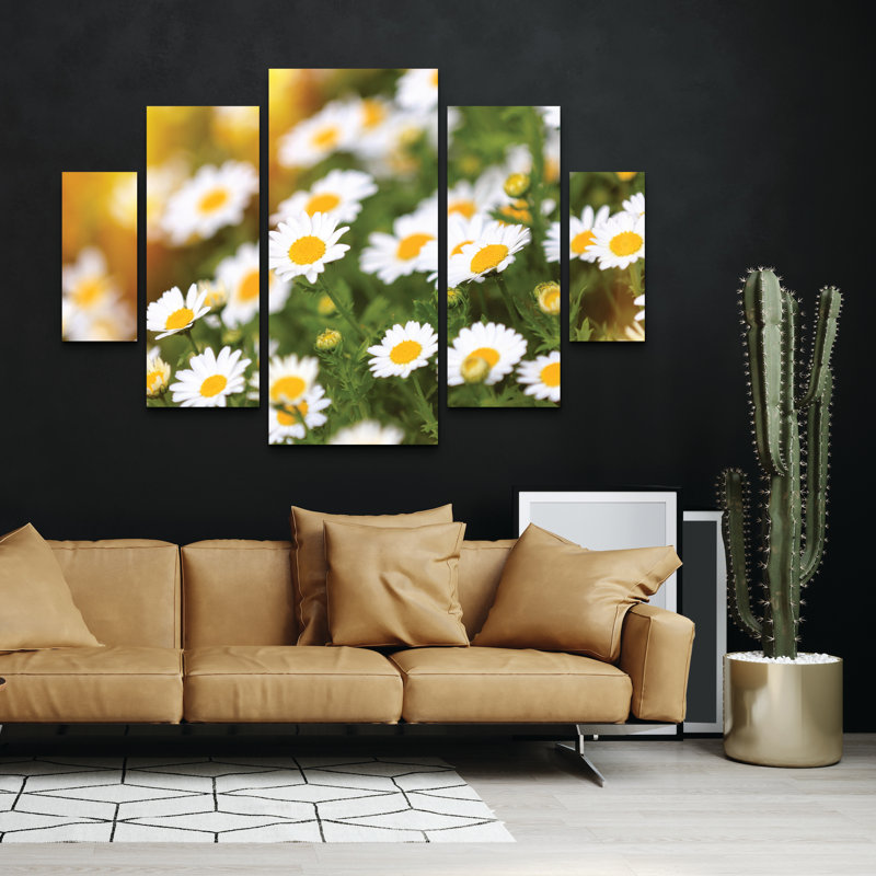 Ensemble de 5 panneaux muraux - Beata Czyzowska Young «Sunny Days», art mural sur toile pour le salon, la chambre à coucher ou le bureau 