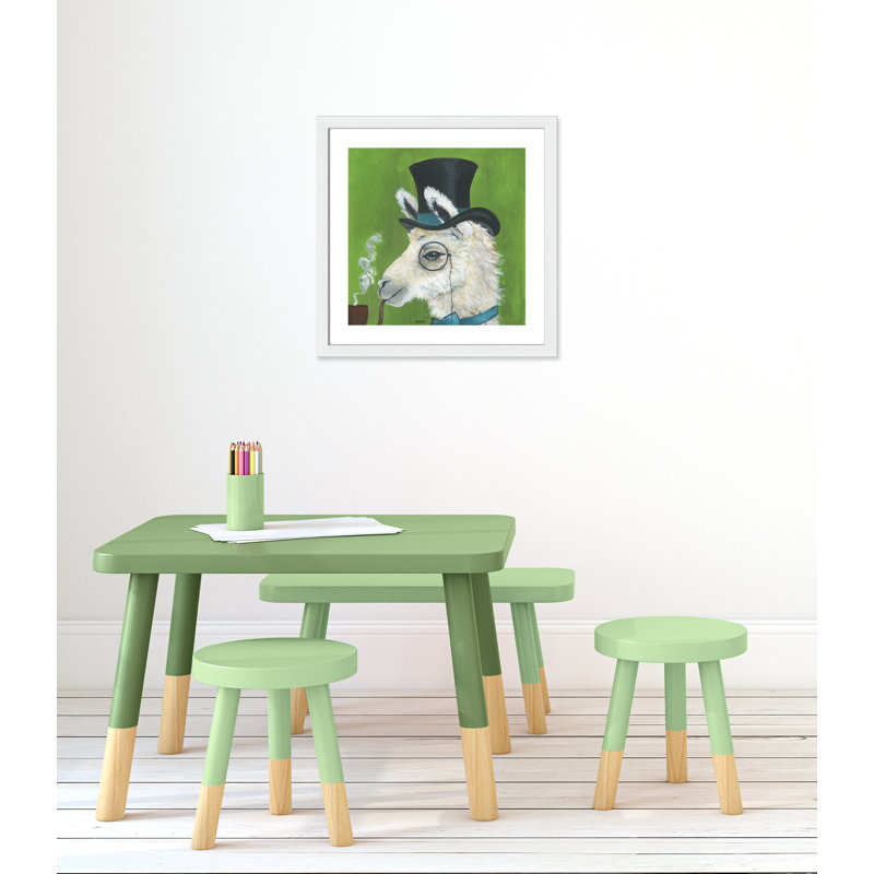 Lama et tuyau, art encadré, H 24,5 po x l 24,5 po x P 0,625 po, Cadre blanc