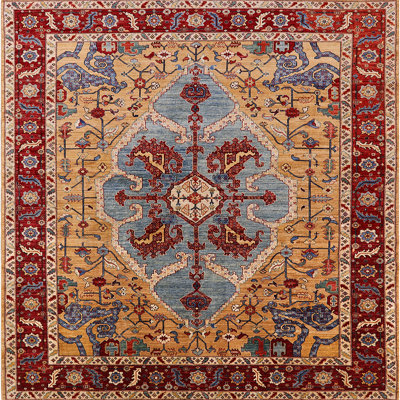 Tapis oriental rouge / beige / bleu clair Rigmor