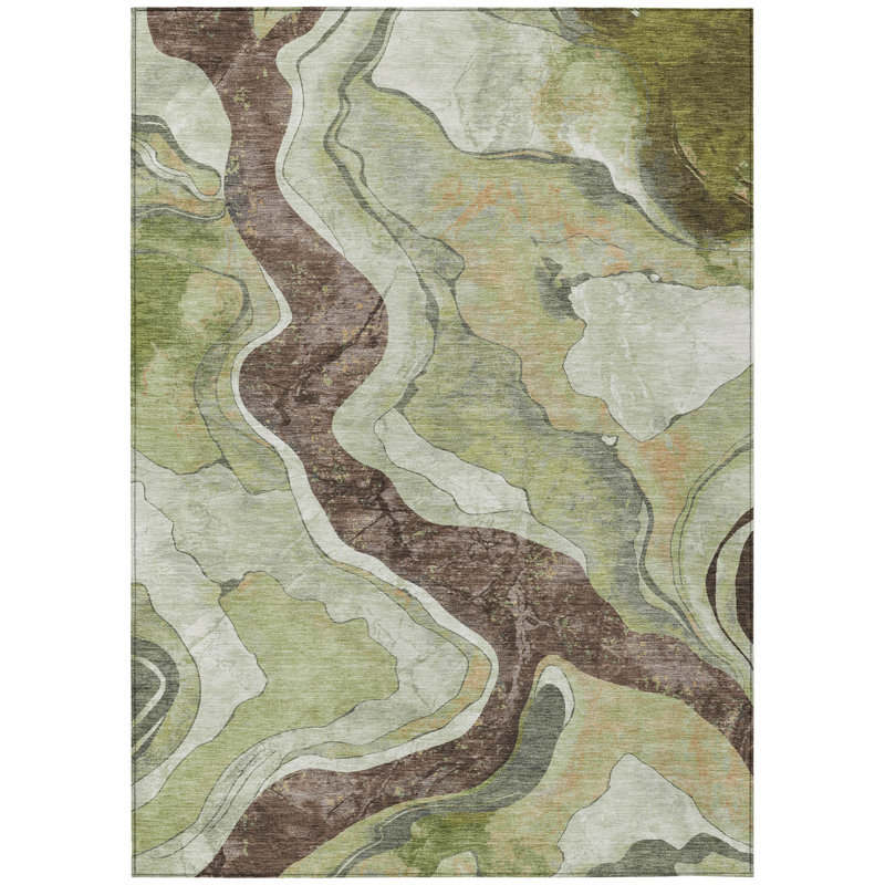 Tapis abstrait intérieur / extérieur lavable à la machine Husky ACN2219, Rectangle 2 pi 6 po x 3 pi 10 po