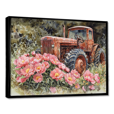 Dorith Summer Wildflowers By The Old Tractor I - Art mural fleurs sauvages