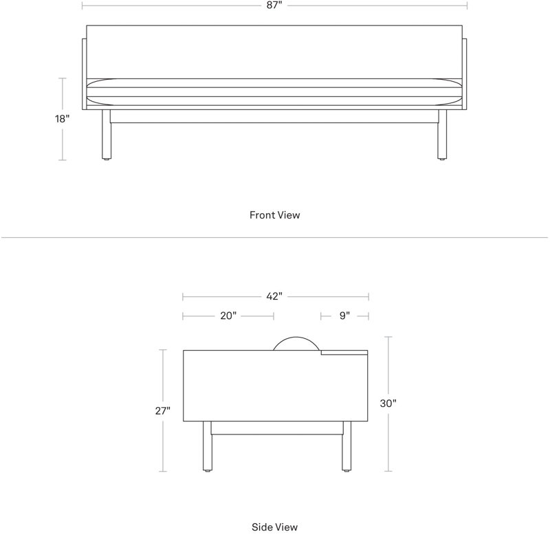 Souvenir Sofa, Walnut, Irving Gray Blue Stripe