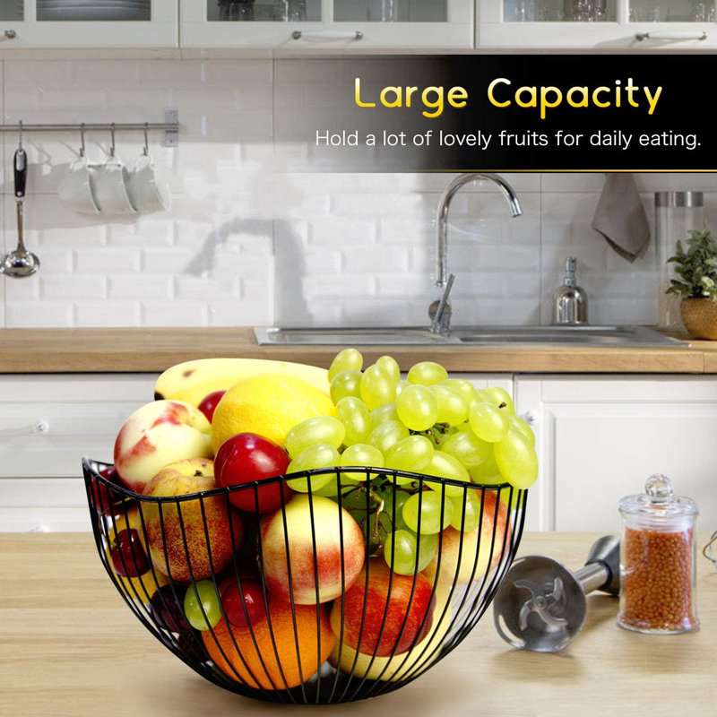 Fruit Basket for Kitchen Serving Bowl, Black
