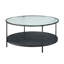 2Pc Modern Occasional Table Set Coffee Table Glass Top End Table Black Metal Finish Living Room Furniture