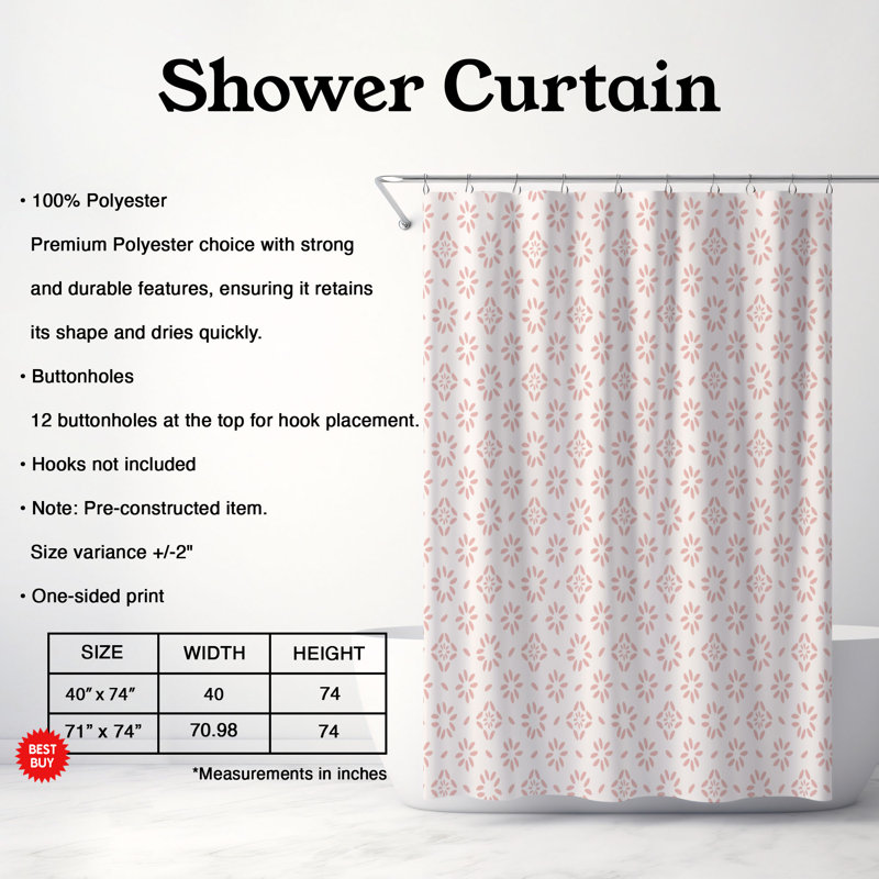 Rideau de douche 1 pièce Boho Nomadic Vibes, H 74 po x l 71 po