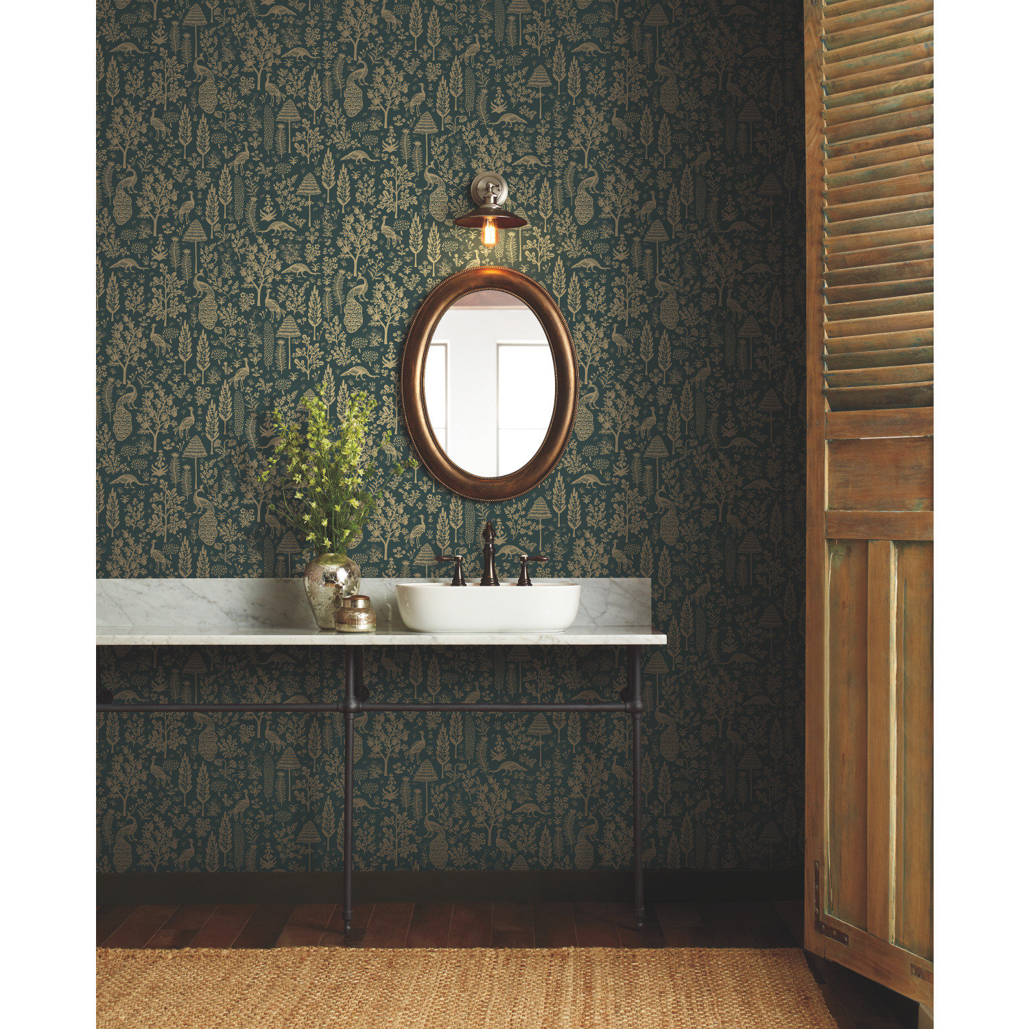 Rifle Paper Co. Menagerie Toile Wallpaper Roll, Brown