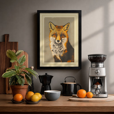 Fox Portrait Modern - Framed Print