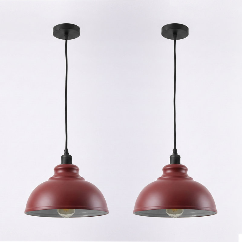 1 - Light Dome Pendant, Burgundy