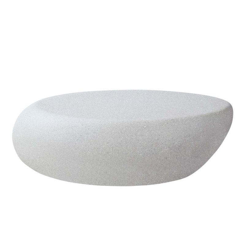Vintage Fiberglass Elliptical Coffee Table for Living Room, Unique Matte Rock Design, No Assembly Required