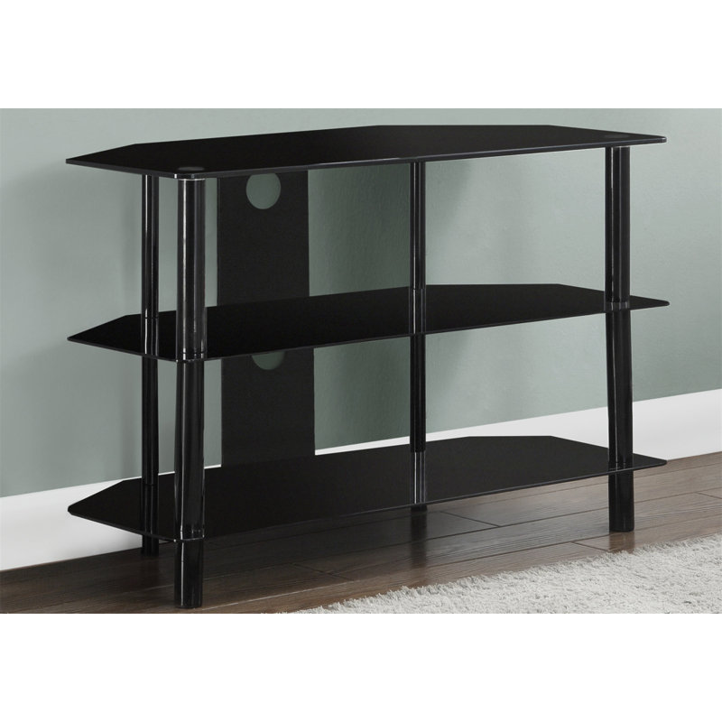 Meuble télé moderne en métal et en verre trempé avec tablettes de rangement pour le salon et la chambre à coucher, console de 36 pouces