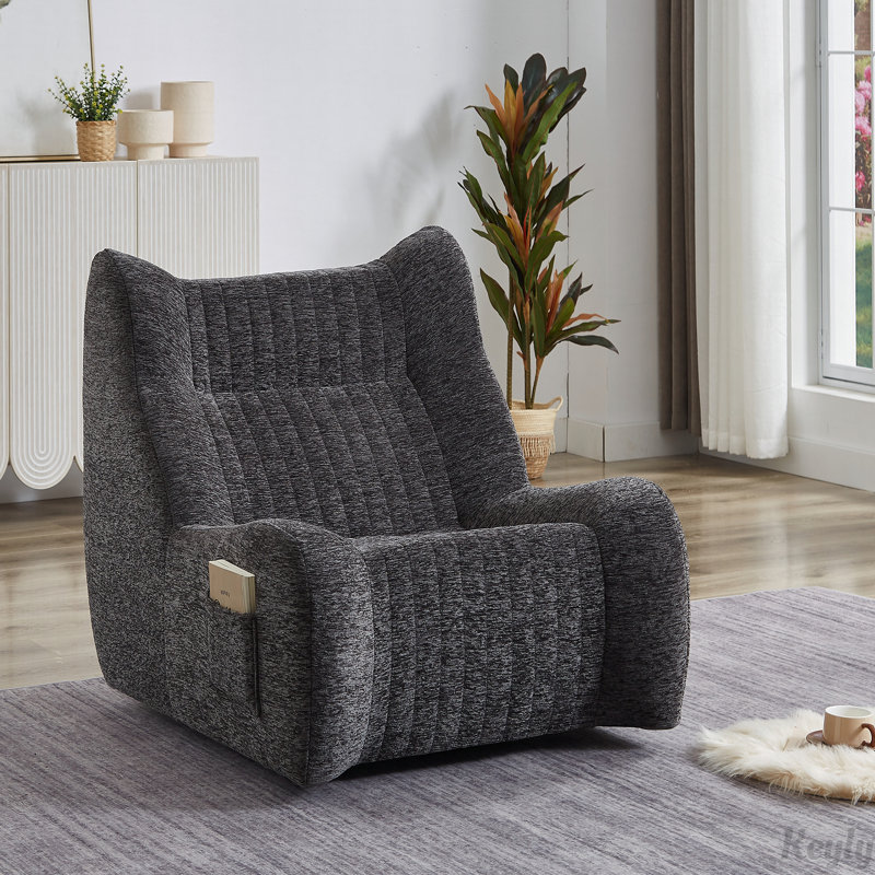 Fauteuil à billes surdimensionné avec accoudoirs, Gris chenille