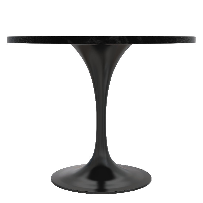 Heatherton 36" Round Dining Table with MDF Top Kitchen Table and Black Stainless Steel Pedestal Base Seats 2-4 Person, Black
