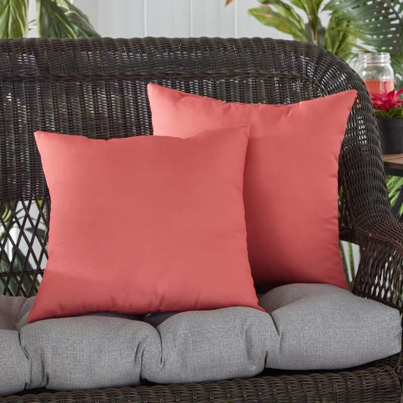 Housse de coussin d'extérieur carré Covington, Corail