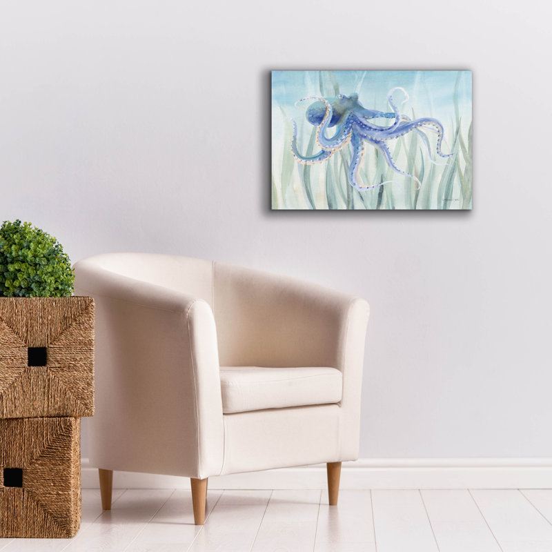 «Undersea Octopus Seaweed» par Danhui Nai, art mural sur toile, H 18 po x l 26 po