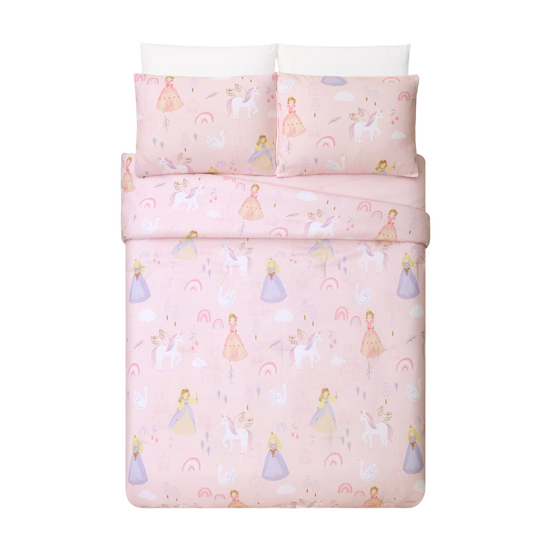 Fairytale Princess Pink Comforter Set, Full/Queen Comforter + 2 Standard Shams