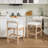 Albia Modern Farmhouse 26.8" H Linen Upholstered Counter Stool with Solid Wood Frame and Cylindrical Back-292655352