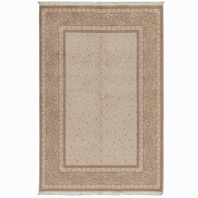 Tapis brun / gris de haute qualité noué à la main
