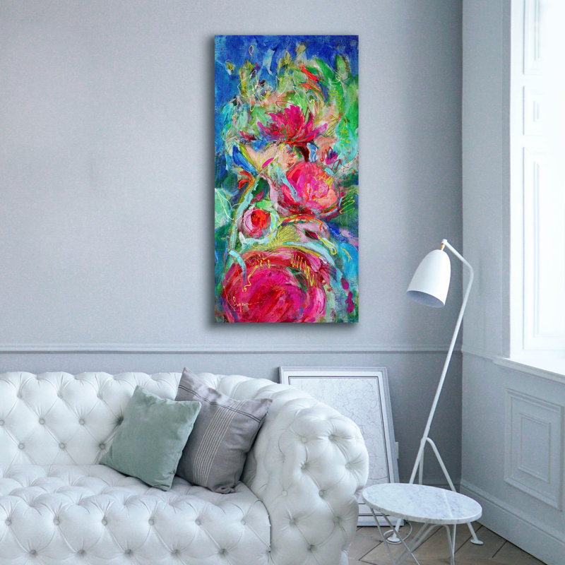 "Epic Graffiti" My Heart Blooms For You 2 "par Dorothy Fagan, art mural sur toile, 30 po x 60 po