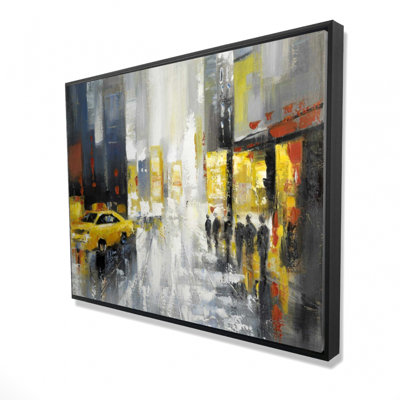 Rainy Busy Street Print On Canvas