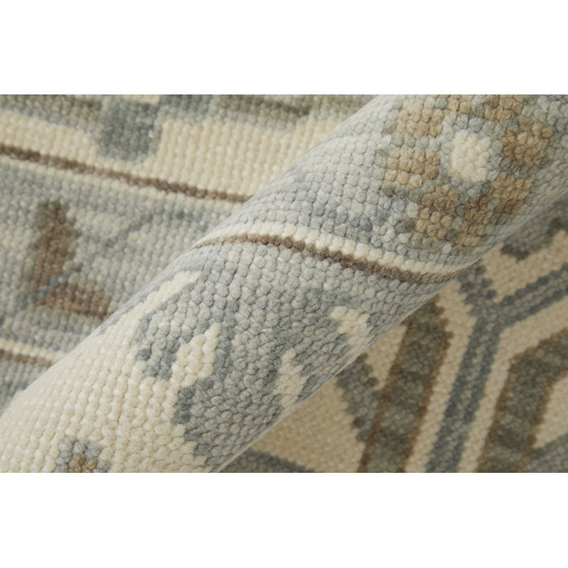 Karina Hand Knotted Wool Ikat Area Rug in Beige/Dash Gray, Rectangle 3'6" x 5'6"