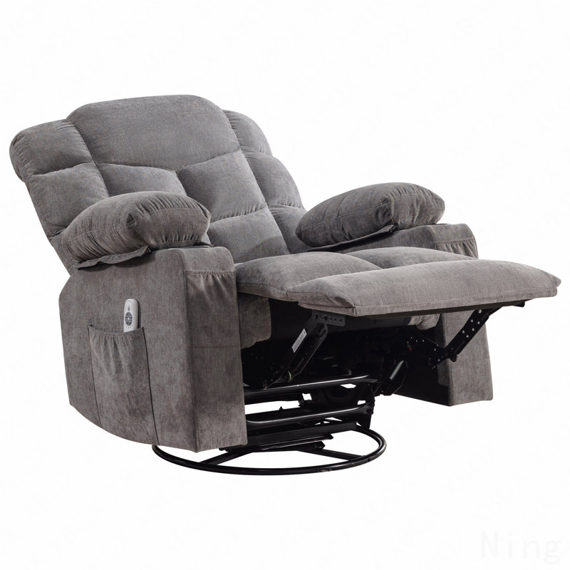 Fauteuil inclinable de massage surdimensionné à bascule pivotant - chauffage lombaire, deux porte-gobelets, port USB, adulte