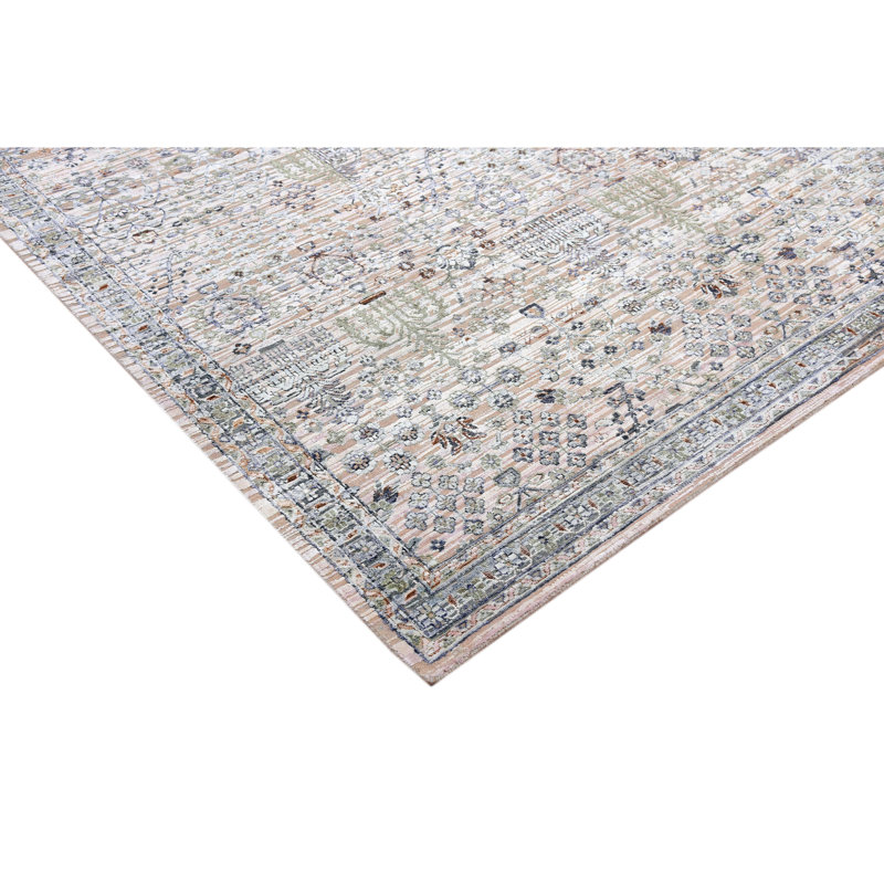Tapis oriental gris / ivoire noué à la main, Rectangle 8 pi x 10 pi