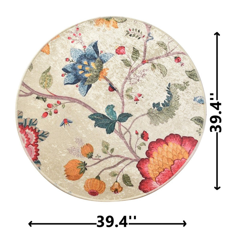 Tapis rond rond Nethania, Rond 3 pi 3,4 po x 3 pi 3,4 po