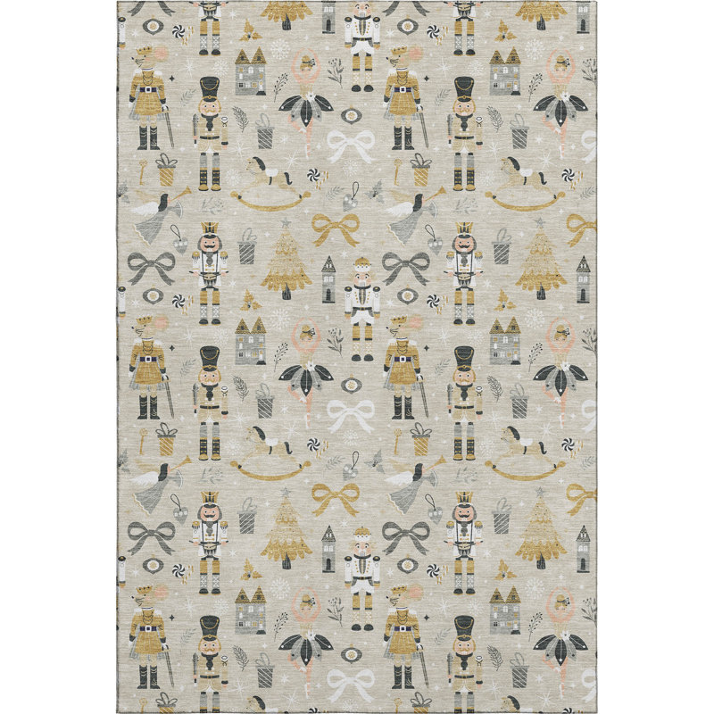 Premium Machine Washable Lingeswaran AMF1827 Fun Christmas Rug, Rectangle 8' x 10'