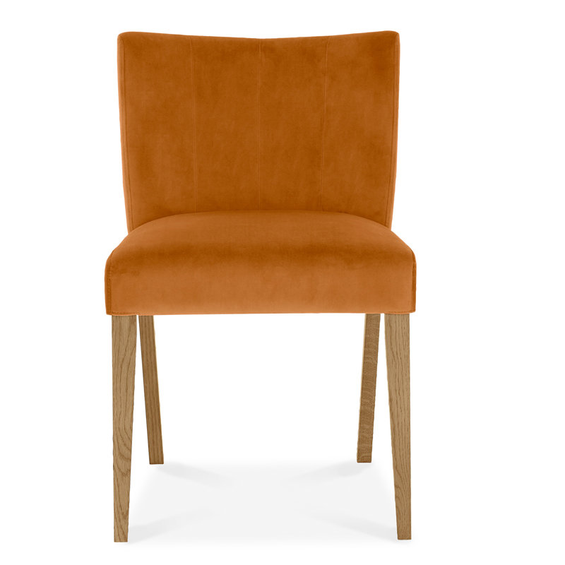 Caserta Polyester Blend Upholstered Side Chair, Harvest Pumpkin, Dark Oak