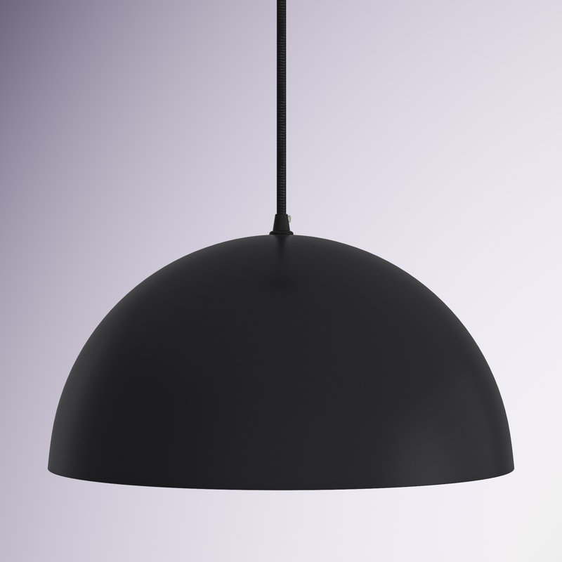 Luminaire suspendu en forme de dôme à 1 lumière à intensité variable Rancourt, Noir, H 7,6 po x l 13,8 po x P 13,8 po
