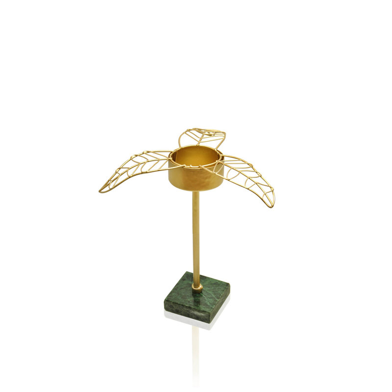 Chandelle en métal, H 5 po x l 6 po x P 6 po, Or