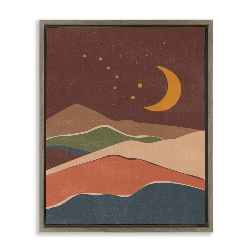 Art mural sur toile flottant Earthtone Desert Moon par Nataly White, Cadre flottant orme Montalcino, H 21 po x l 17 po