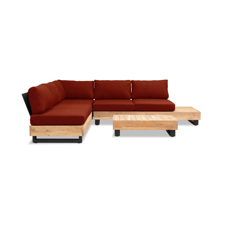 Combes Teak 5 - Person Patio Conversation Sets with Cushions
