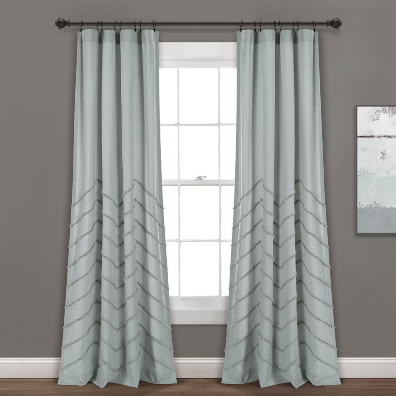 Paire de rideaux semi-transparents 100% coton, L 40 po x L 84 po, Bleu pastel