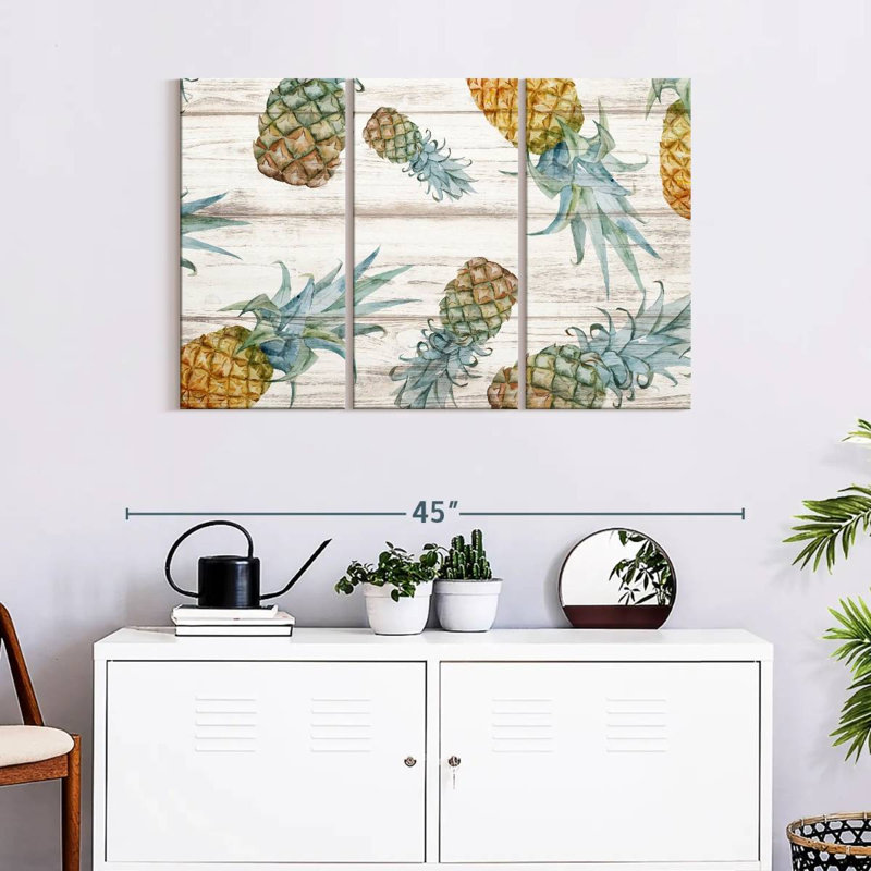 Motif d'ananas, reproduction sur toile, H 38 po x l 24 po x P 1,25 po