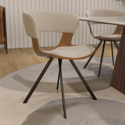 Hozaifa Upholstered Dining Chair With Curved Open-Back Design And Powder-Coated Iron Legs Twedt Collection