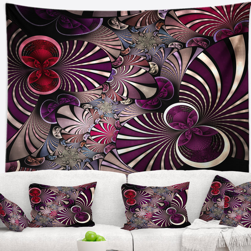 Tapisserie fleur abstraite à fleur mauve foncé, H 50 po x l 60 po