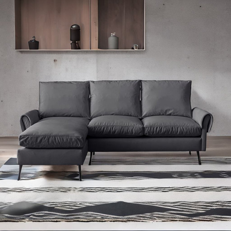 Canapé modulaire 2 pièces Fenske, Similicuir gris