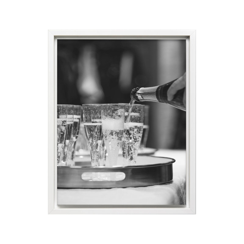 Verser du champagne No3, 16"H x 20"W, Canvas, White Framed