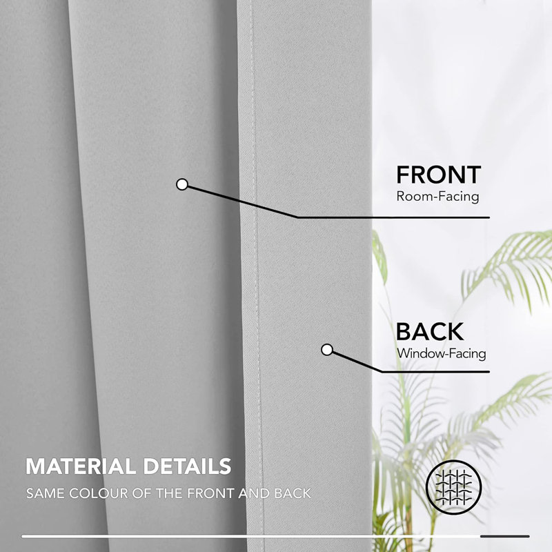 Triple Woven Blackout Curtains - Elegant Room Darkening, 117cm Width x 137cm Drop, Light Grey