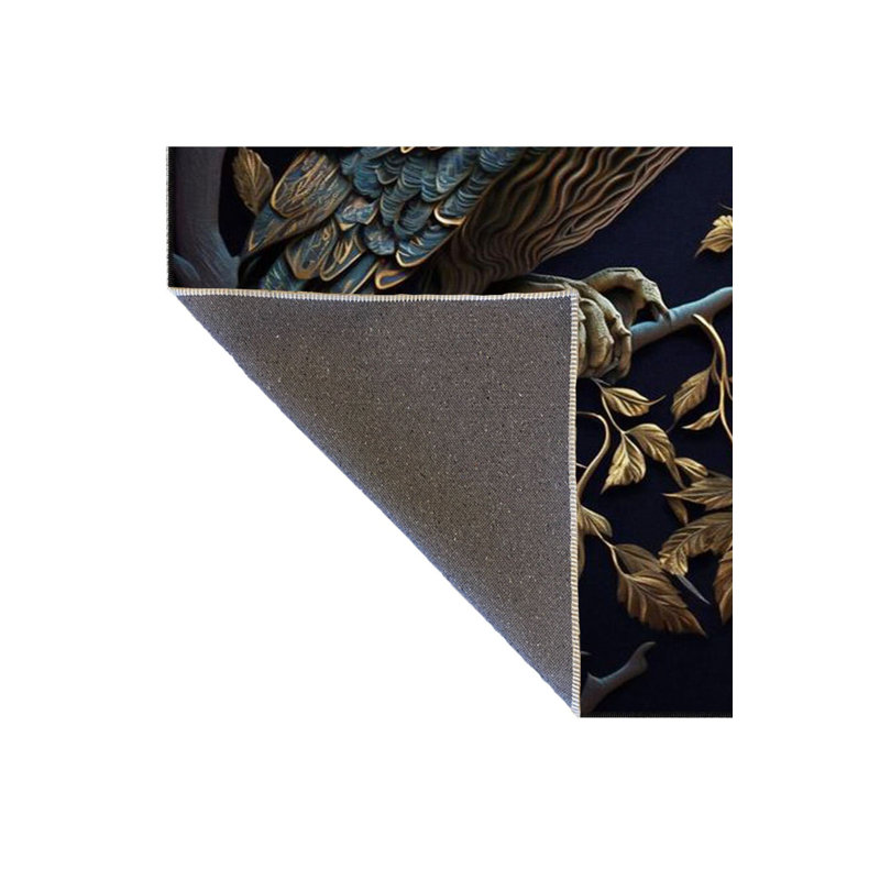 Tapis décoratif à motif de hibou foncé lavable à la machine, Sous-tapis rectangulaire de 3 pi 3 po x 4 pi 11 po