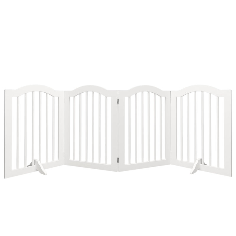 Barrière en bois massif de 27,6 po de hauteur, clôture à 4 panneaux pour animaux de compagnie, pour les couloirs, les cuisines, les escaliers. 4 portes de 27,59 po de hauteur coulissantes à conception coulissante, option d'espace