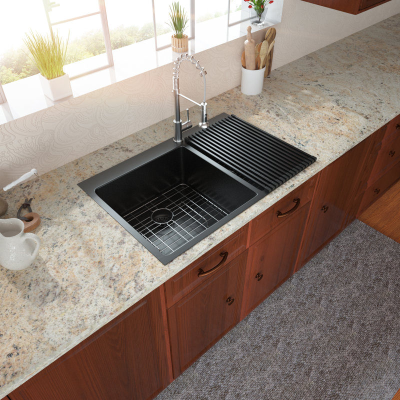 Gunmetal Black 33" Double Bowl Farmhouse Stainless Steel Sink