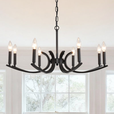 30 Inch 8-Light Black Metal Chandeliers